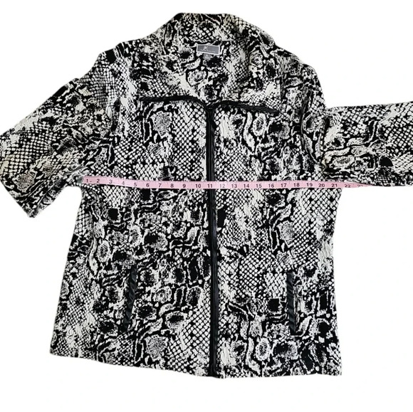Vintage JM Collection XL Snakeskin Print Zip Jacket Black White Edgy Avant Garde - Picture 8 of 9